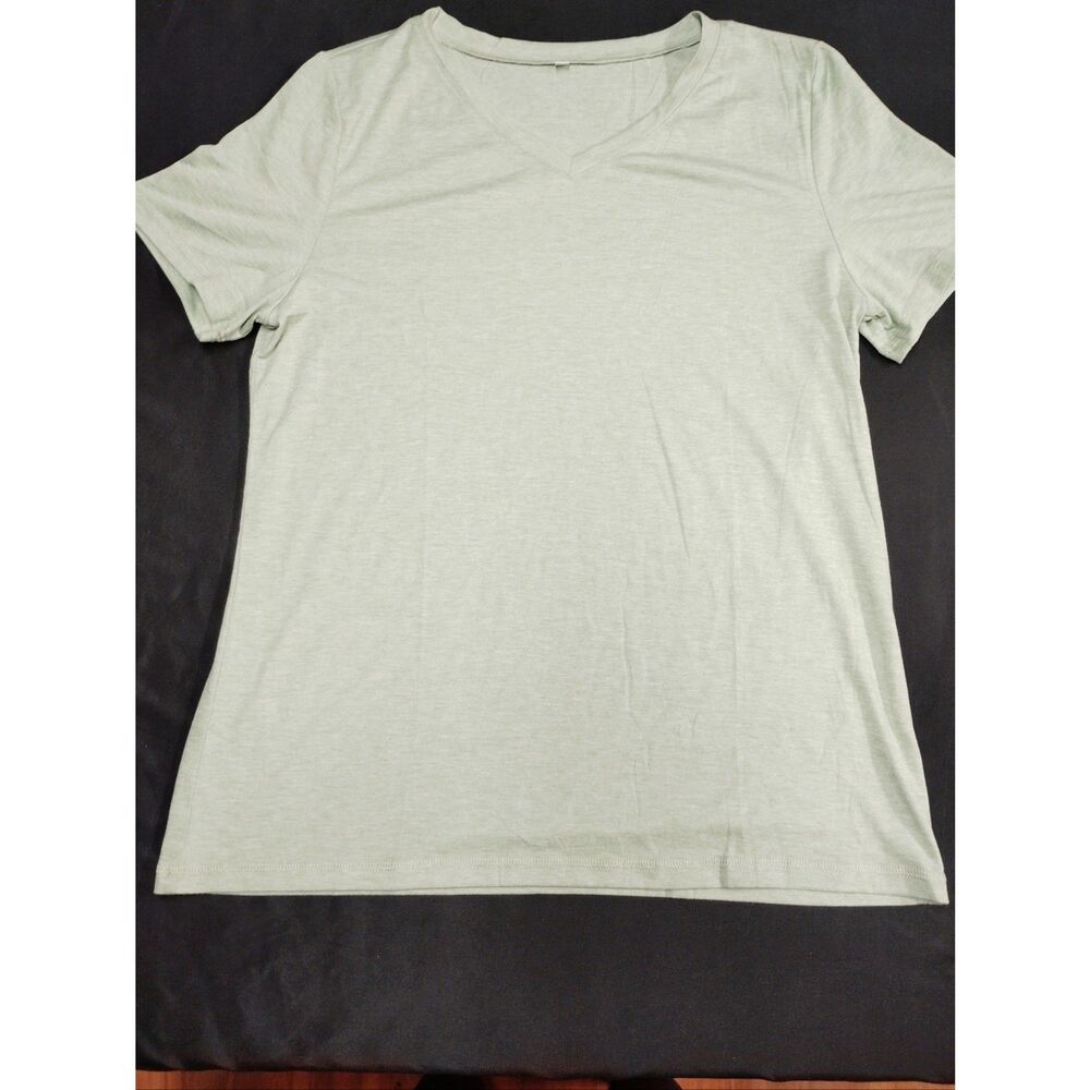 Women's Grey Slick V-Neck Short Sleeve Tee